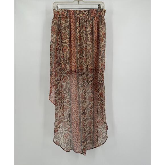 Ecote Womens High Low Midi Skirt M Sheer Floral Boho Fairygrunge Flowy Ethereal - Picture 2 of 7